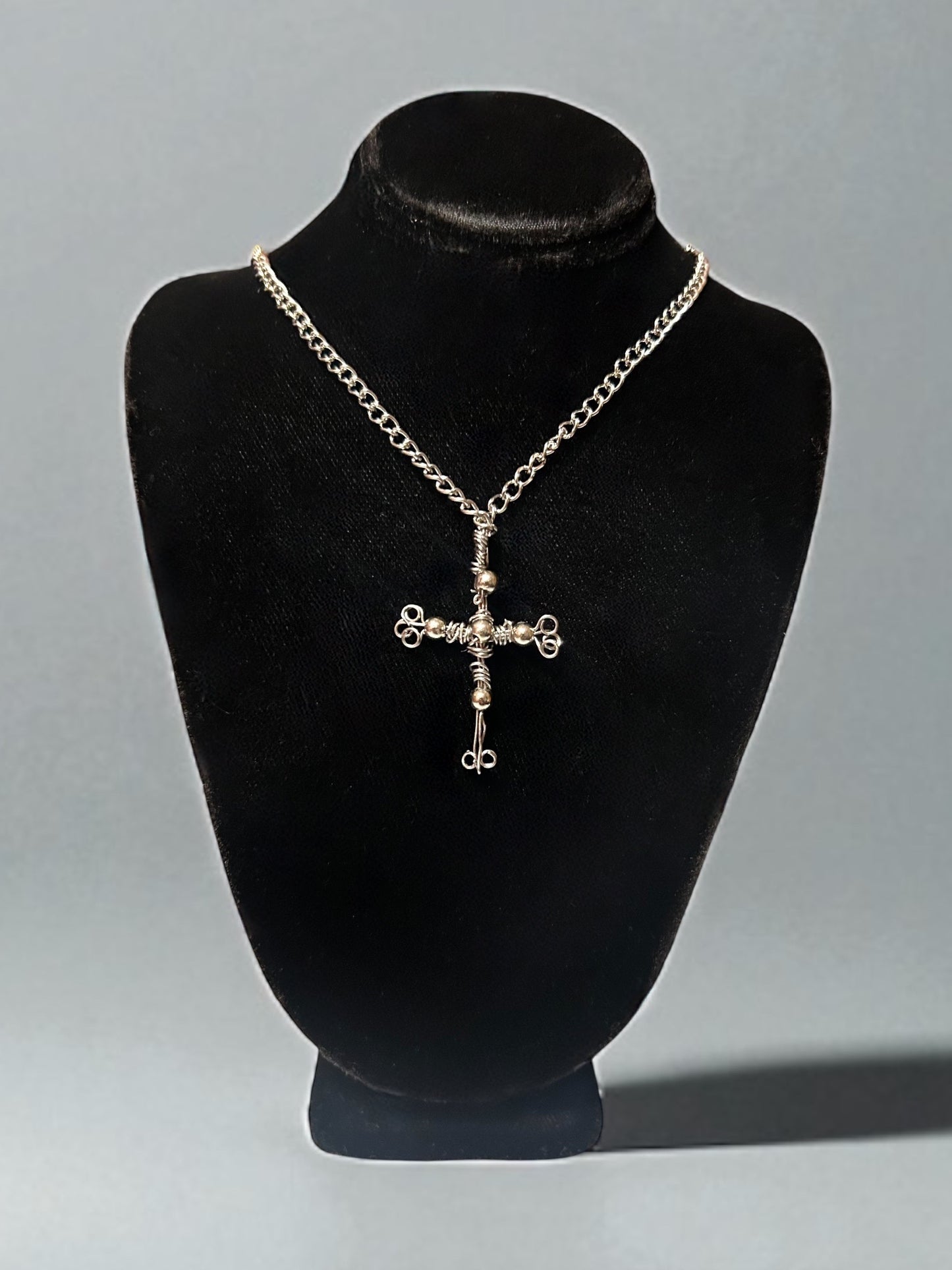 Wire Wrapped Stainless Steel Cross Necklace