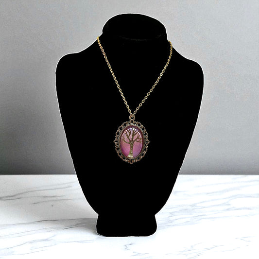 Ornate Hand Painted Oval Tree Pendants