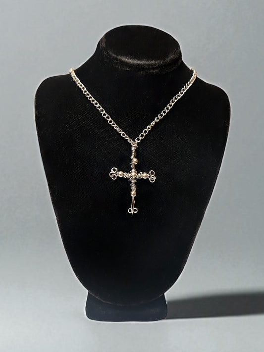 Wire Wrapped Stainless Steel Cross Necklace