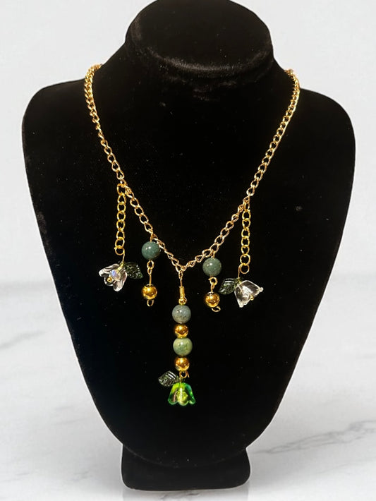 Indian Agate and Charms Necklace & Earrings Set