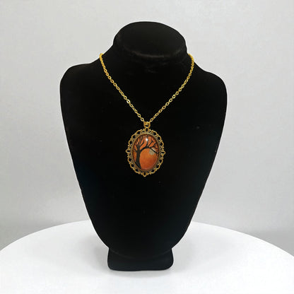 Ornate Hand Painted Oval Tree Pendants